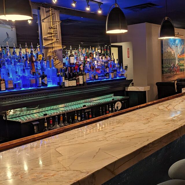 Front view of the bar remodel.
