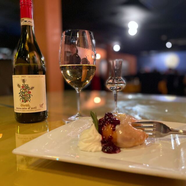 Wine with a fantastic dessert.