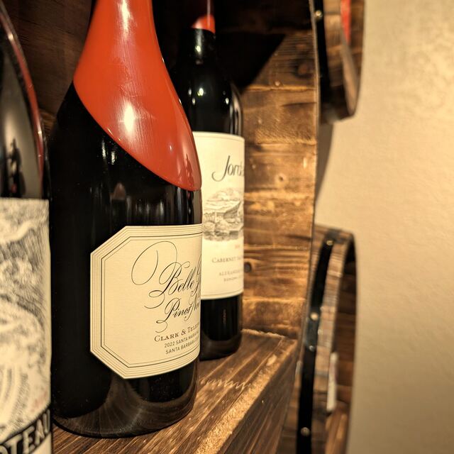Wine bottles in the back room.